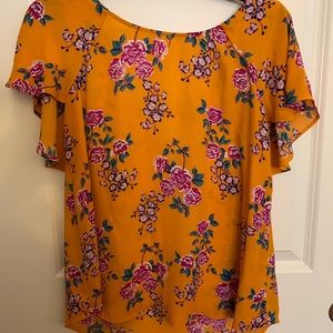 PINK ROSE Orange Floral Blouse